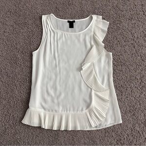 Ann Taylor Factory White Ruffle Sleeveless Top Womens XS